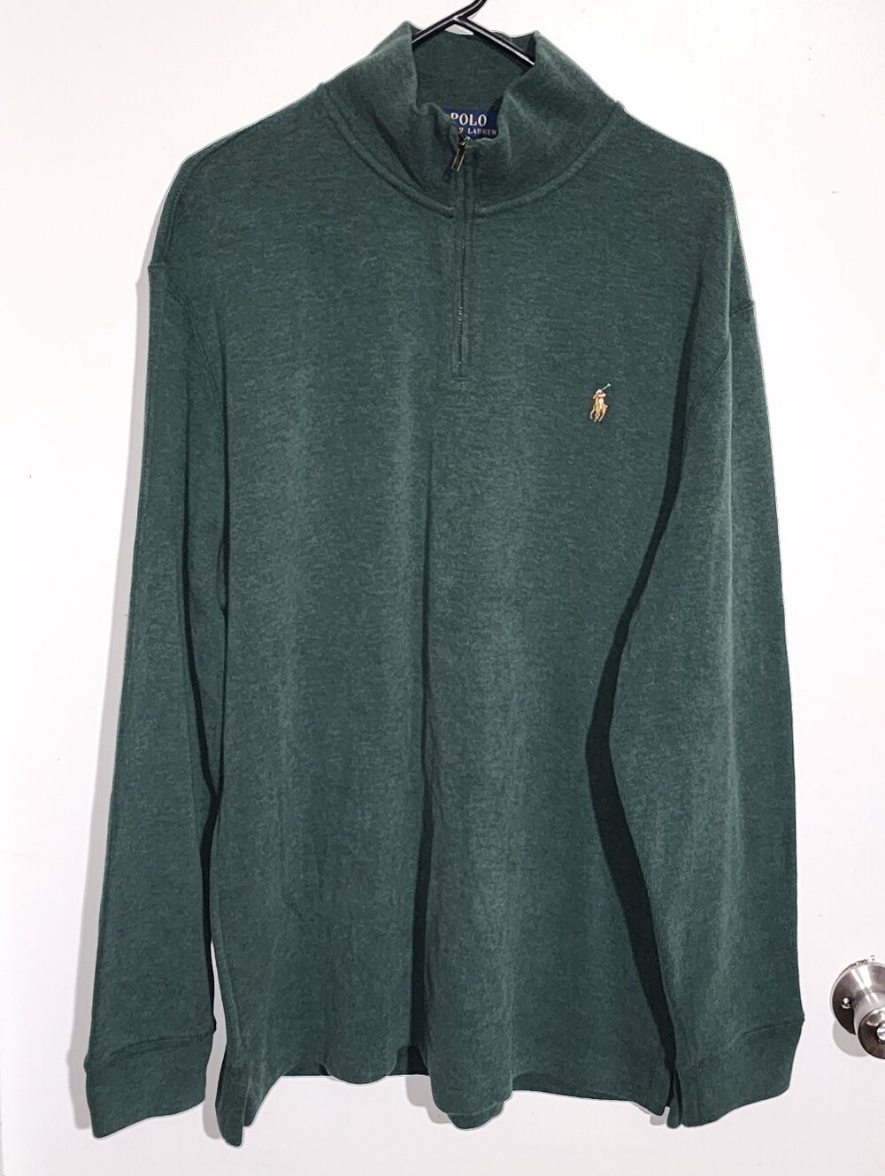 Polo Ralph Lauren Forest Green Half-Zip Estate Ribbed Sweater with Pony